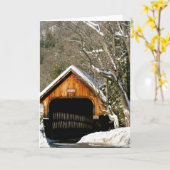 Carte Woodstock, pont couvert de VT en hiver (Fleur jaune)