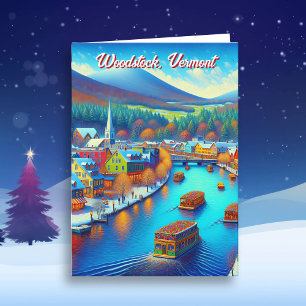 Carte Woodstock, Vermont à l'heure de Noël