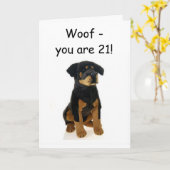 CARTE WOOF - VOUS AVEZ 21 ANS ! HOLING BONNE HEURE (Fleur jaune)