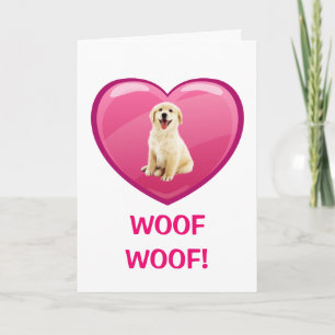Carte WOOF ! WOOF ! Golden Retriever Chiot Saint Valenti