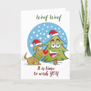 CARTE WOOF WOOF SIGNIFIE "TRÈS JOYEUX NOËL"
