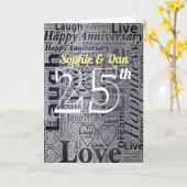 Carte Word art Personalised 25th Wedding Anniversary (Fleur jaune)