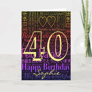 Carte Word Art personnalisé 40e anniversaire