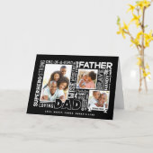 Carte Words For #1 Dad Father's Day Photo Collage Black (Fleur jaune)