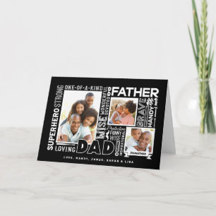 Carte Words For #1 Dad Father's Day Photo Collage Black
