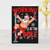 Carte Working At Pole Xmas Santa Dancing Funny Joke Dirt (Fleur jaune)
