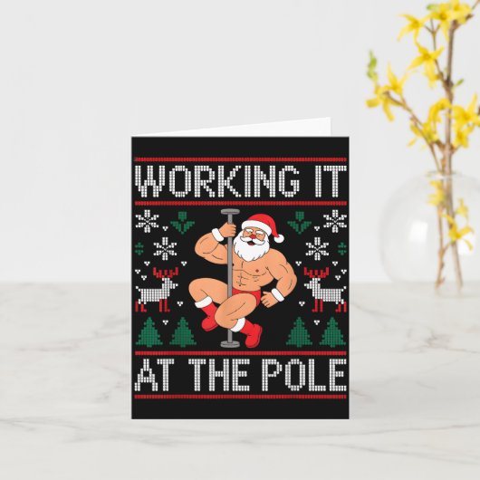 Carte Working It At The Le Funny Santa Dancing Ugly Chri (Fleur jaune)