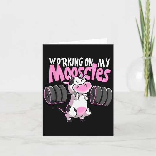 Carte Working On My Mooscles Funny Gym Cow Weightlifting (Devant)