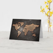 Carte World map leather geographical brown (Fleur jaune)