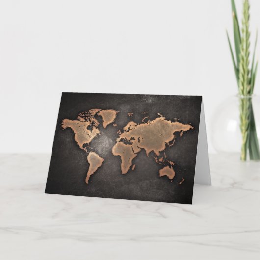 Carte World map leather geographical brown (Devant)