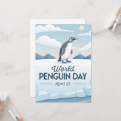 Carte World Penguin Day Winter Nature Illustration (Devant/Arrière en situation)