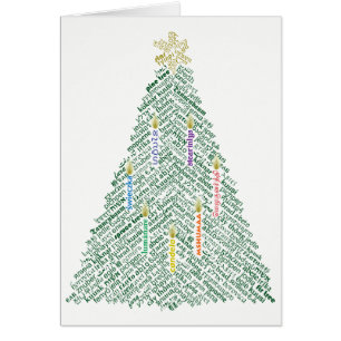 Carte World Word Holiday Tree