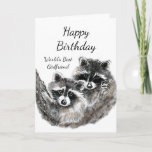 Carte World's Best Girlfriend Birthday Raccoon Animals<br><div class="desc">World's Best Girlfriend Birthday Cute Watercolor Raccoon Animals</div>