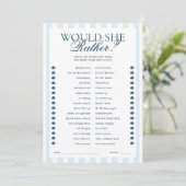 Carte 'Would She Rather' à rayures bleues (Debout devant)