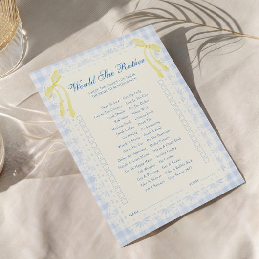 Carte 'Would She Rather' pour Baby Shower de la Mo