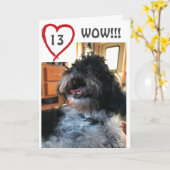 Carte **WOW** VOUS AVEZ UN **13ème** ANNIVERSAIRE (Fleur jaune)