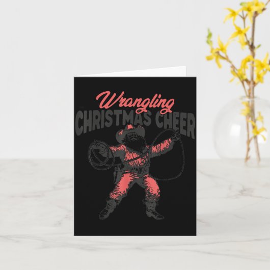 Carte Wrangling Christmas Cheer Funny Cowboy Santa Weste (Fleur jaune)