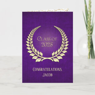 Carte Wreath 2024 Gold Graduation Laurel Sur Violet