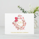 Carte *~* Wreath Corporate JOY Business Holiday Card (Debout devant)