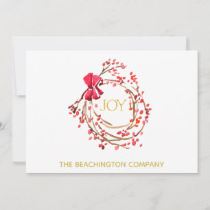 Carte *~* Wreath Corporate JOY Business Holiday Card
