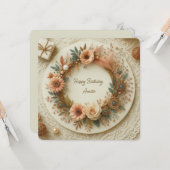 Carte Wreath Florale Boho entièrement personnalisable ar (Devant/Arrière en situation)