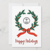 Carte Wreath Moderne Votre Logo Joyeuses Fêtes (Devant)