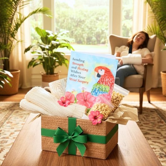 Carte Wrist Surgery Healing Scarlet Macaws, Hibiscus