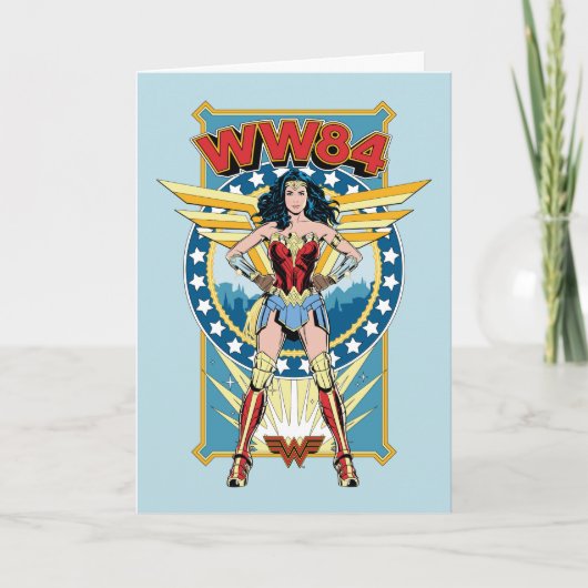 Carte WW84 | Retro Comic Wonder Woman Badge de caractère (Devant)