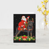 Carte Xmas Decor Funny Santa Riding Rottweiler Dog Chris (Fleur jaune)