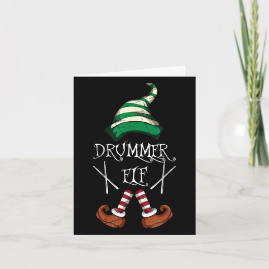 Carte Xmas Drumsticks Music Matching Drummer Elf Pajama (Devant)