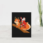 Carte Xmas Family Matching Funny Santa Riding Squirrel C (Devant)