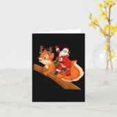 Carte Xmas Family Matching Funny Santa Riding Squirrel C (Fleur jaune)