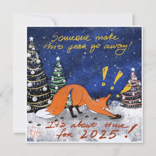 Carte Xmas Fox furieuse (Devant)