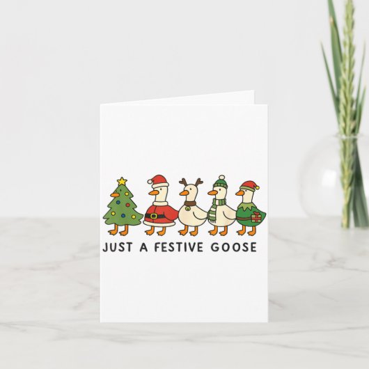 Carte Xmas Funny Silly Goose Christmas Pjs Just A Festiv (Devant)