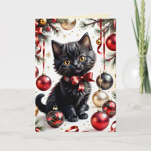 Carte Xmas Kitty & Baubles No.1 (Devant)