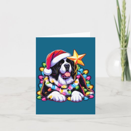 Carte Xmas Landseer Newfoundland Dog Tangled Christmas L (Devant)