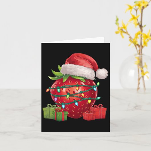 Carte Xmas Lighting Santa Hat Strawberry Christmas (Fleur jaune)