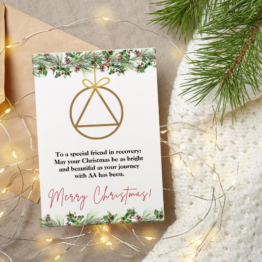 Carte Xmas Sober Support, Carte de voeux Sobriety