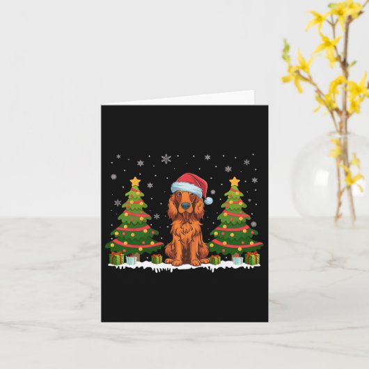 Carte Xmas Tree Light Irish Setter Chien Santa Hat Chris (Fleur jaune)