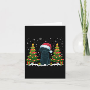 Carte Xmas Tree Lights Black Labrador Chien Père Noël Ch