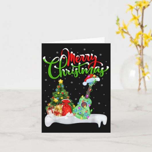 Carte Xmas Tree Lights Santa Hat Musical Ukulele Guitar (Fleur jaune)