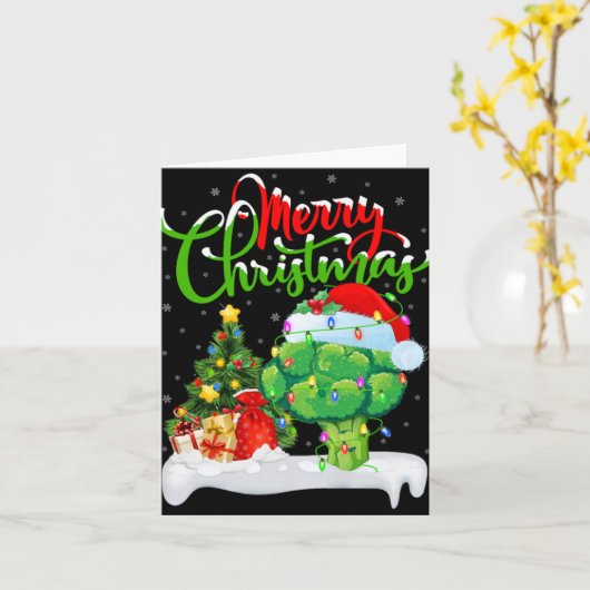 Carte Xmas Tree Lights Santa Hat Vegetable Broccoli Chri (Fleur jaune)