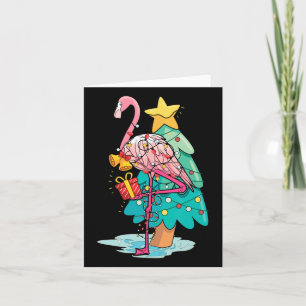 Carte Xmas Tree Lights Tropical Flamingo Animal Christma