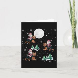 Carte Xmas Tree Père Noël équitation Yorkshire Terrier F