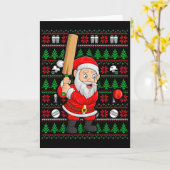 Carte Xmas Ugly Sweater Style Santa Playing Cricket Chri (Fleur jaune)