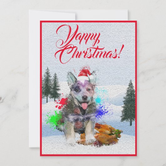 Carte Xmas Yappy personnalisable Funny Blue Heeler (Devant)