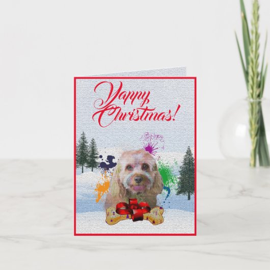 Carte Xmas Yappy pour Chien Cavapoo Personnalisabl (Devant)