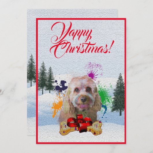 Carte Xmas Yappy pour Chien Cavapoo Personnalisabl (Devant / Derrière)