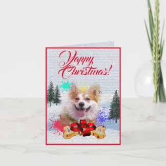 Carte Xmas Yappy pour Chien Corgi mignonne personn