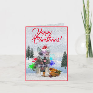 Carte Xmas Yappy pour Chien Hélicoptère Bleu Perso